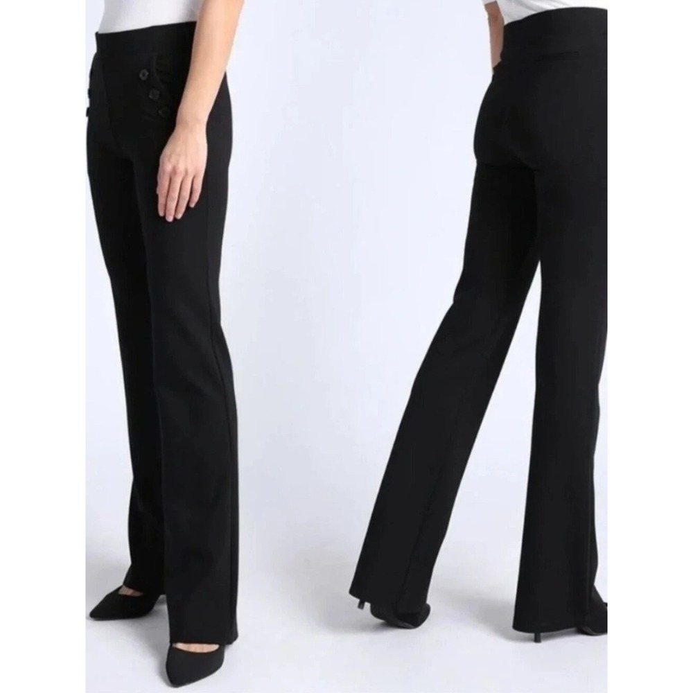 Betabrand Dress Pant Yoga Pant Black Sailor Button Pull On Bootcut Womens Sz L - Picture 13 of 13